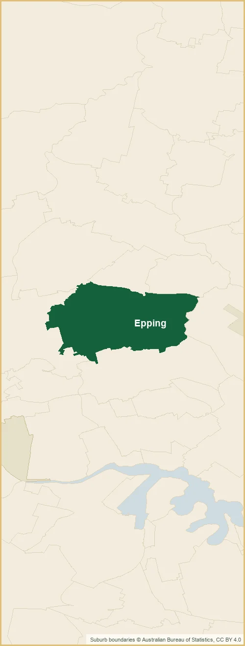 Map of the Epping plumbing service area, covering Macquarie Park and Rydalmere